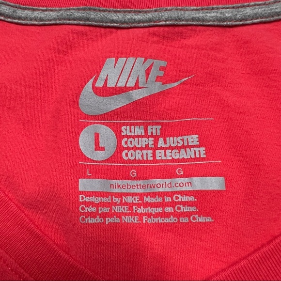 Nike Just Do It Bright Pink/Navy/White Slim Fit V-Neck T-Shirt Size Large - Picture 2 of 7